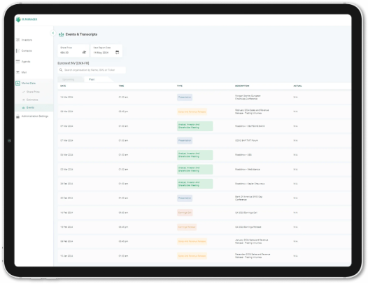 Investor relations and financial data platform