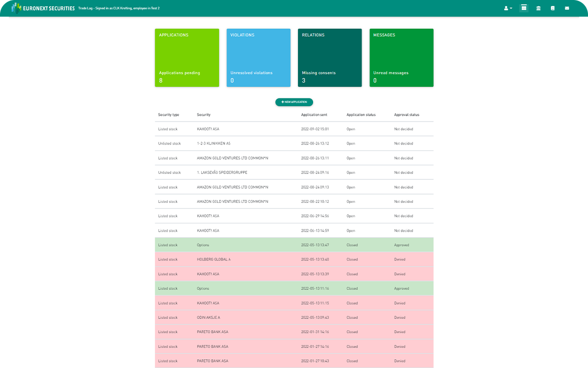 TradeLog application monitoring