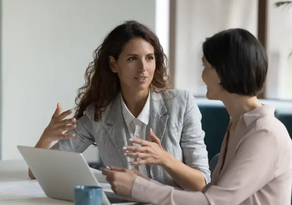Woman discussing bespoke training course